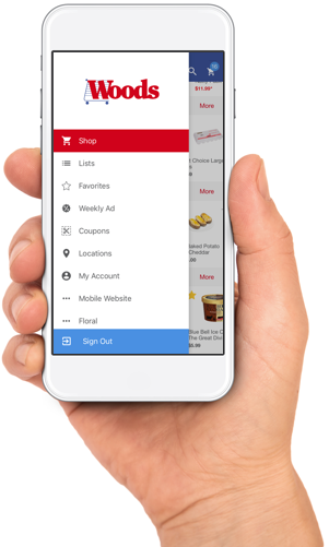 woods mobile app - online grocery