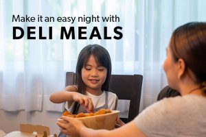 Make it an easy night with deli meals (family eating fried chicken for dinner).